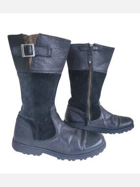 Timberland Tall Leather Suede Black Boots Womens 7